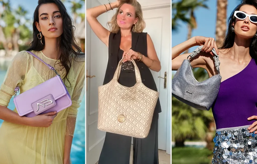 Influencers y modelos con bolsos de verano de mujer que son tendencia de la nueva colección de Binnari.